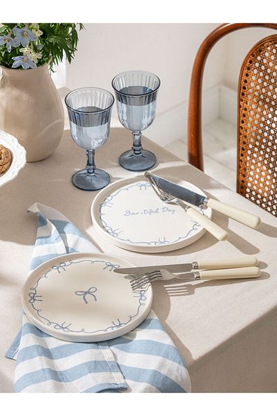 LC Waikiki Mixed Printed Ceramic Cake Plate Set of 2 20 cm