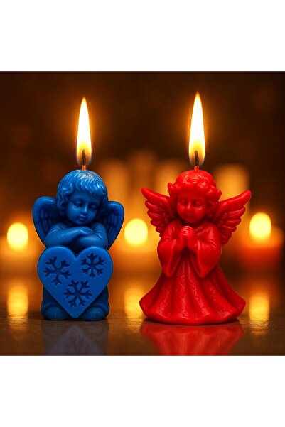 AresMumAtölyesi 2 Lİ DEKORATİF HEDİYELİK ÇİÇEK KOKULU BEBEK MELEK MUM SETİ