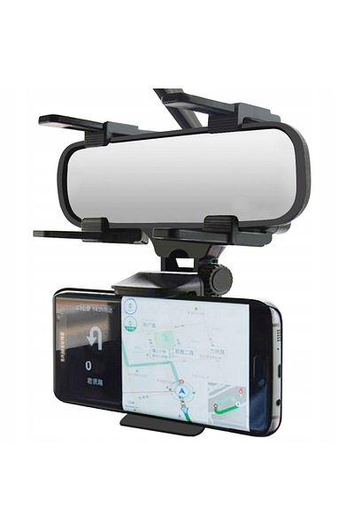 ideal STORE Suport telefon idealStore, cu prindere pe Oglinda Retrovizoare, Brate Reglabile, Rotire 360 , Ajusta