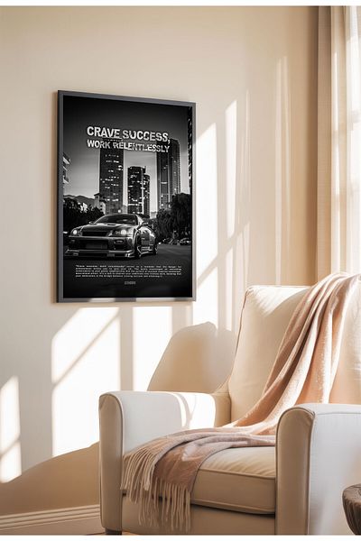 21mxm Motivational Car Poster, No Frame Canvas, "Hardest Worker" Quote, Drive to Win 2025