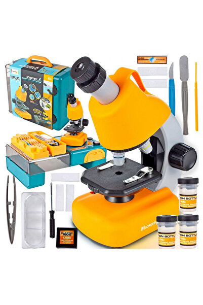 ideal STORE Microscop Multifunctional Stiintific pentru copii idealSTORE, Dimensiuni 16 x 10 x 22,5 cm Include 3