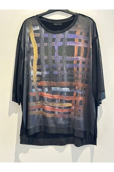 DAIDO Gometri Pattern Sleeves Tulle Stone Embroidered Blouse