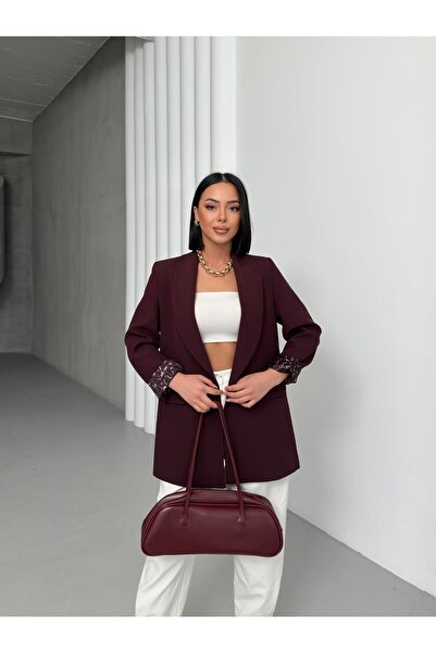 FATOŞ BUTİİK Leopar Astar Detaylı Blazer Ceket