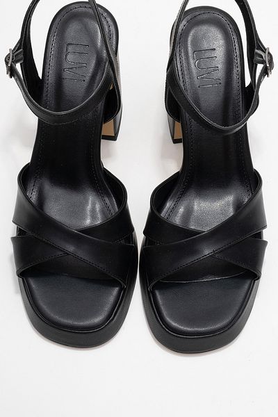 LuviShoes Pantofi cu toc cu platformă pentru femei LELLO Black Skin