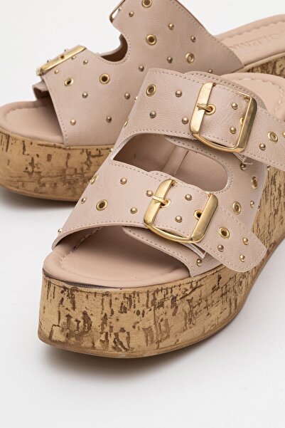 Lizy Shoes Çift Tokalı Platform Kadın Terlik