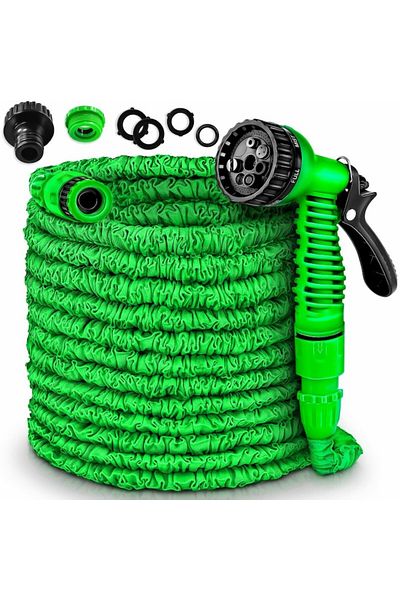 stuffix Flexible garden hose with 8 functions, extendable up to 60 m, includes accessories, green