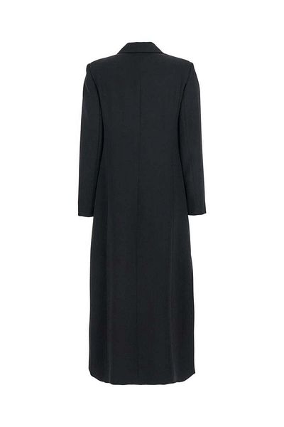 PLAIN Palton negru „Cady” cu închidere dublă din material textil, pentru femei