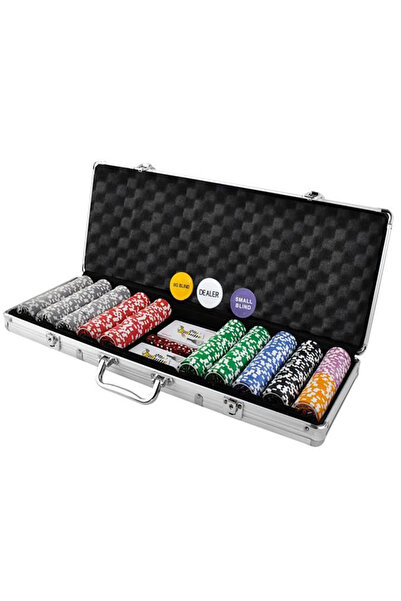 Palmonix Set Joc de Poker cu 500 Jetoane, Valiza Metalica si Accesorii