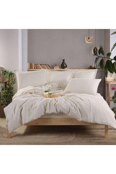 Hobby Premium luxury bed linen made of muslin and satin cotton, cream