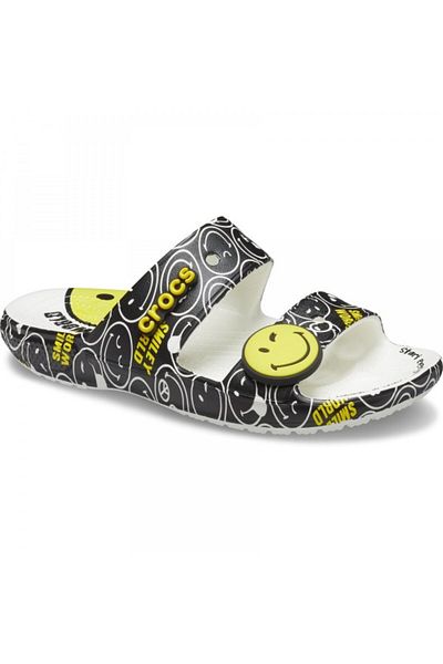 Crocs Smiley World Sandal Classic Slippers 43-44 EU - M10/W12 US White - White/Multi
