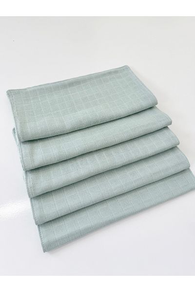 Jaju Baby Green Muslin 5 Pieces Mouth Cloth Back Cloth Shoulder Cloth Multi-Purpose Newborn Cloth