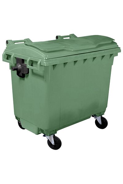 ideal STORE idealStore EcoPub Professional Container, Flat Lid, 360 Rotation Wheels, Virgin Plastic, Zinc Metal