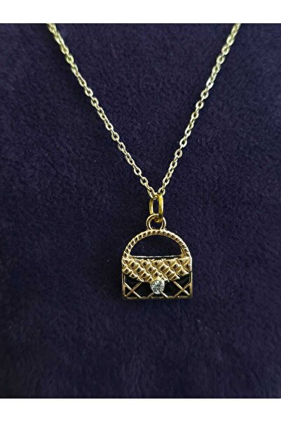sarıyer silver نموذج حقيبة من حجر الزركون، قلادة من الفولاذ المطلي باللون الأ...
