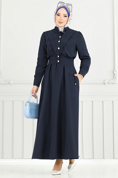 ModaMerve Hijab Gilet Suit 4450Ktr927-M Navy