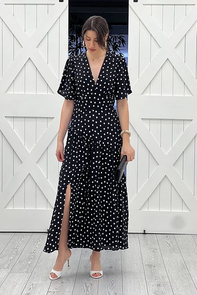 Act Pepicino Kids&Boutique Black Polka Dot Midi Dress 08253