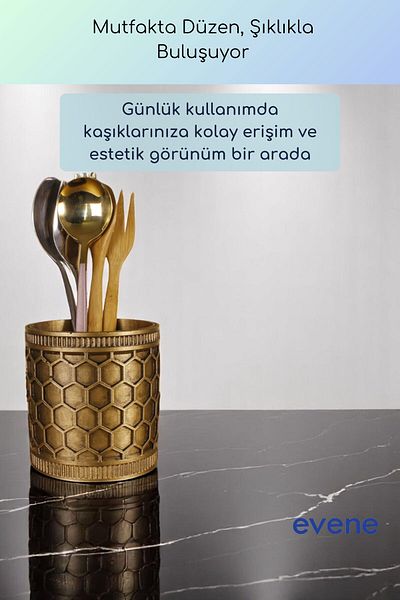 Evene Suport pentru tacâmuri de blat Suport decorativ pentru tacâmuri cilindric Suport pentru tacâmuri de culoare aurie antică Model 81