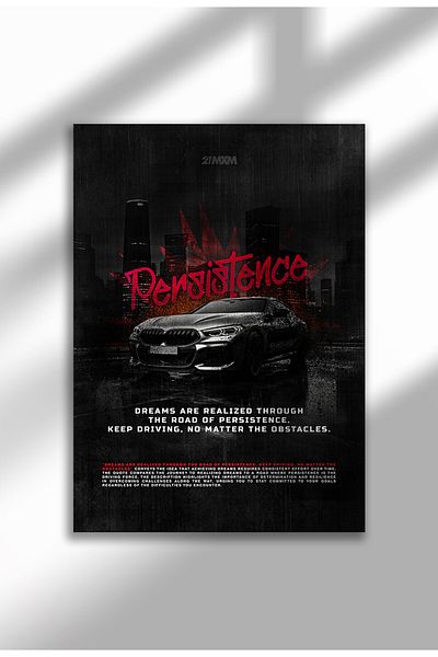 21mxm Motivational Car Poster, No Frame Canvas, "Hardest Worker" Quote, Drive to Win 2025