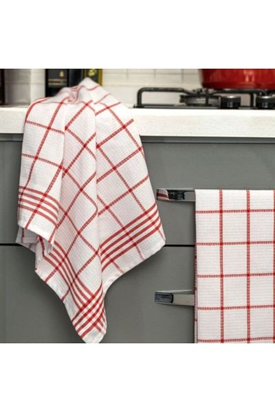 DC Home Set 5 prosoape de bucatarie 50x70cm Soft Alb/Rosu, DC Home