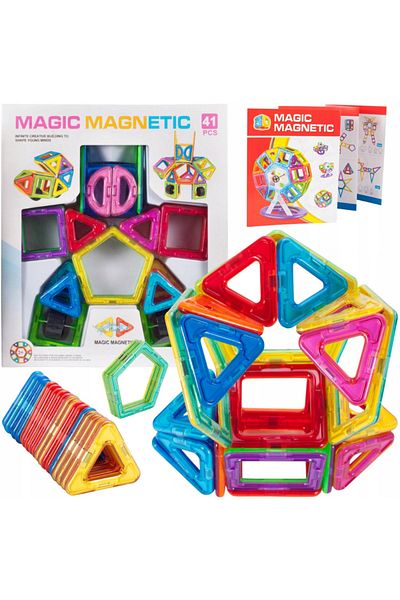 ideal STORE MAGWORLD idealSTORE Magnetic Intelligent Construction Set, Includes 41 Multicolored Pieces, Educational