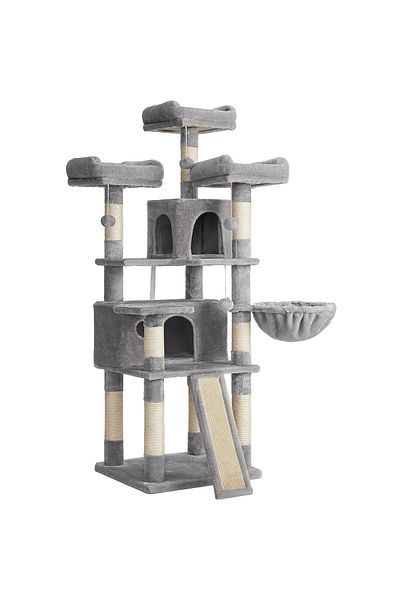 feandrea Cat tree play set with 4 beds, 54x49x169cm, gray