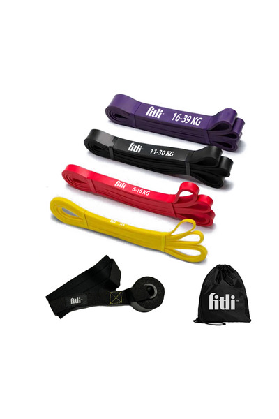 Fitli Set 4 benzi din latex 4 culori, carlig pentru usa inclus