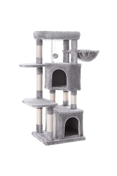 feandrea Cat play set, tree type, 2 beds, 2 hiding places, 49x45x120 cm, gray