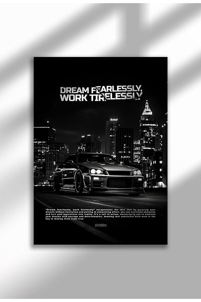 21mxm Motivational Car Poster, No Frame Canvas, "Hardest Worker" Quote, Drive to Win 2025
