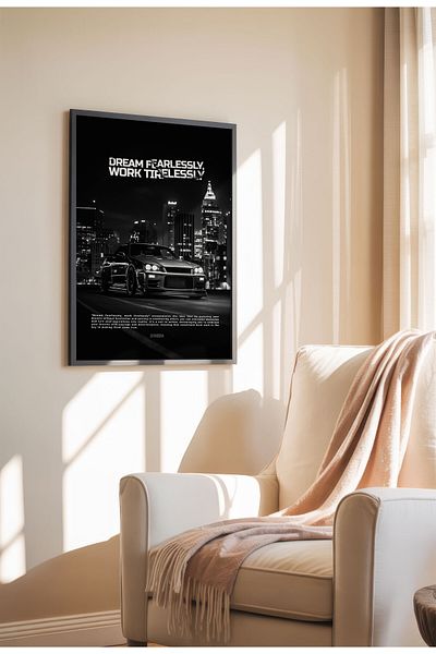 21mxm Motivational Car Poster, No Frame Canvas, "Hardest Worker" Quote, Drive to Win 2025