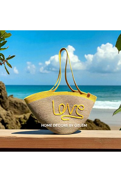 home decors by özlem Straw Shoulder Bag Beach Bag Day Bag Handmade Handwork