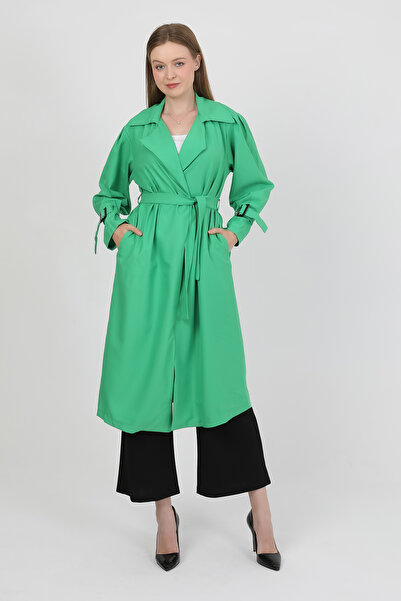 Eyyo Kemer Detaylı Scuba Trençkot KRA-4389