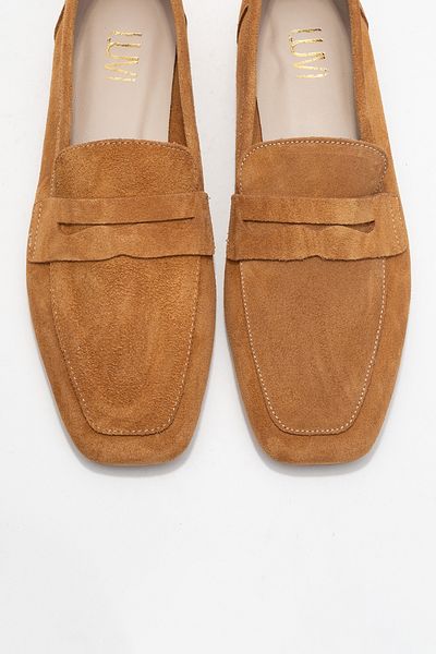 LuviShoes Дамски мокасини от естествена кожа, кафяви, велурени MORNE