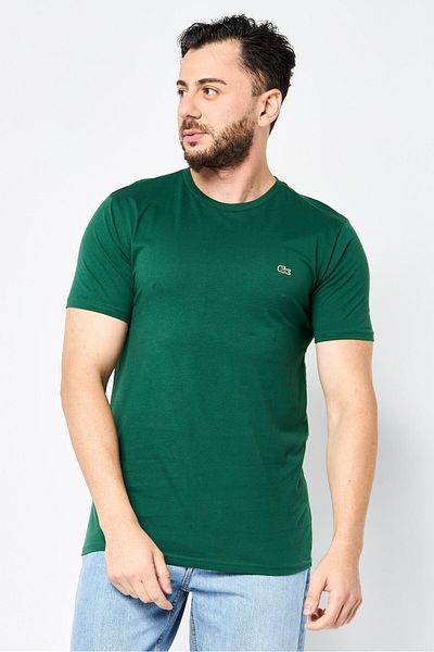 Lacoste Men Crew Neck Short Sleeve Embroidered Logo T-Shirt, Green