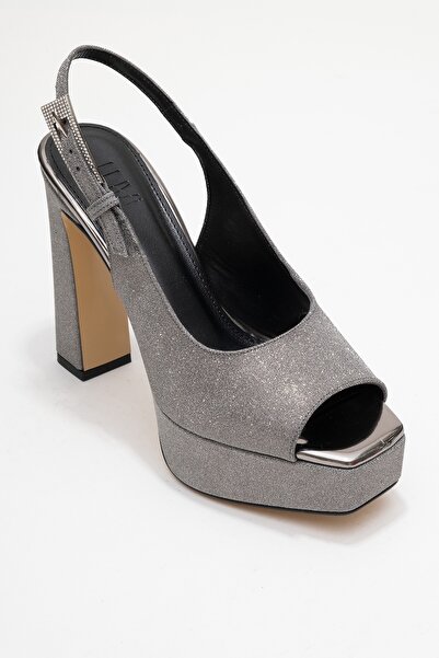 LuviShoes Glora Platinum Glitter Women's Platform Heeled Evening Dress Shoes