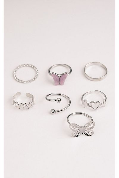 Jack Ferrero Women's Silver Color Non-Removable Ring Set