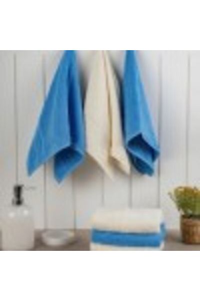 Hobby Set 6 Towels 30x50cm 100% Cotton, Hobby Home, Cream/Blue