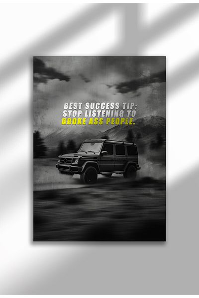 21mxm Motivational Car Poster, No Frame Canvas, "Hardest Worker" Quote, Drive to Win 2025