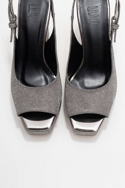 LuviShoes Glora Platinum Glitter Women's Platform Heeled Evening Dress Shoes
