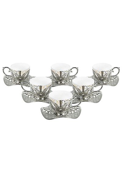 AiroBazar Six-Piece Presentation Set Büşra Pattern Coffee Cup Set for 6 People