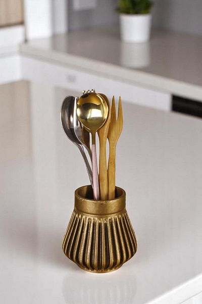 Evene Suport pentru tacâmuri de blat Suport decorativ pentru tacâmuri vertical Cilindru Suport pentru tacâmuri Culoare auriu anticat Model 83