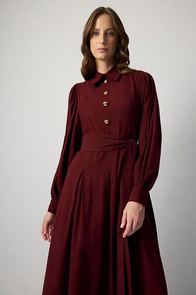 Touché Privé Pleated Shirt Collar Dress