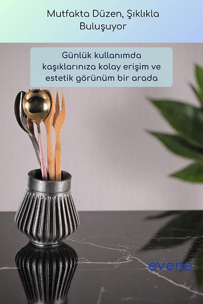 Evene Suport pentru tacâmuri de blat Suport decorativ pentru tacâmuri vertical Cilindru Suport pentru tacâmuri argintiu Culoare antică Model 83