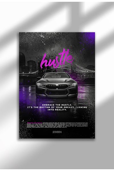 21mxm Motivational Car Poster, No Frame Canvas, "Hardest Worker" Quote, Drive to Win 2025
