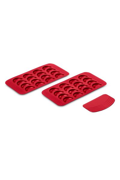 Tchibo 2 Pcs Silicone Vanilla Crescent Baking Mats, Red