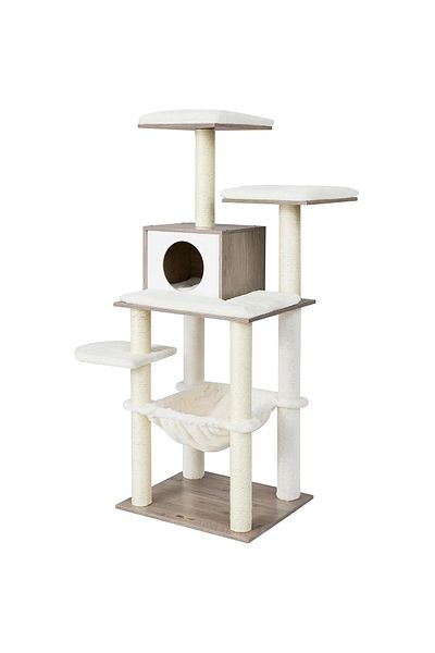 feandrea Cat play set, tree type, with hiding place and hammock, 55x45x138 cm, white and gray