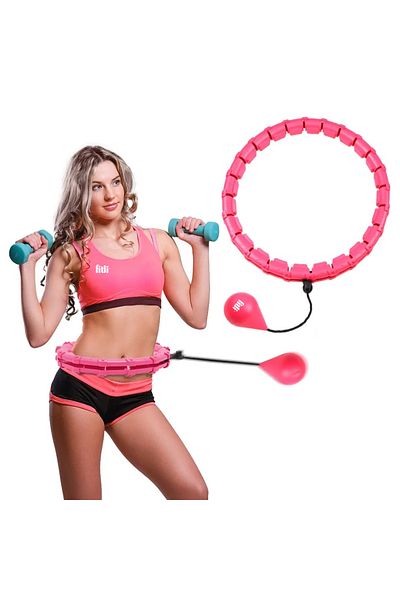 Fitli Cerc Hula Hoop cu greutate si Crampoane, Roz