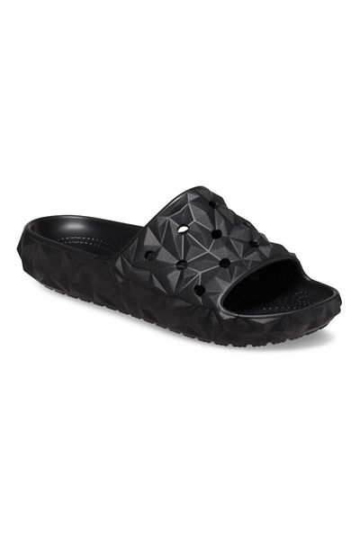 Crocs Classic Geometric Slide v2 Slippers Black - Black 38-39 EU - M6/W8 US