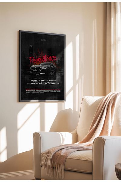 21mxm Motivational Car Poster, No Frame Canvas, "Hardest Worker" Quote, Drive to Win 2025