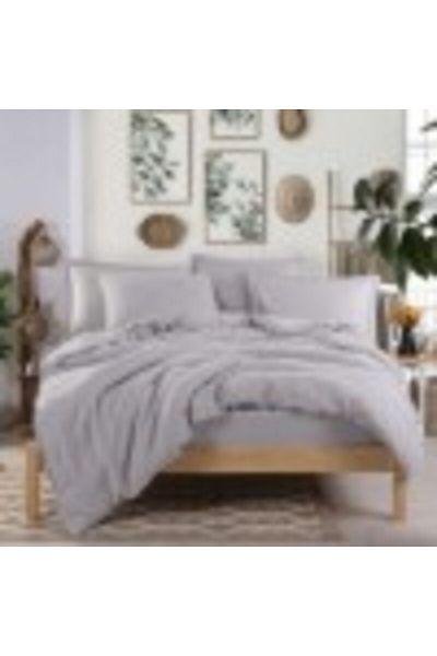 Hobby Premium luxury bed linen made of muslin and satin cotton, duvet cover 200x220cm, Light gray