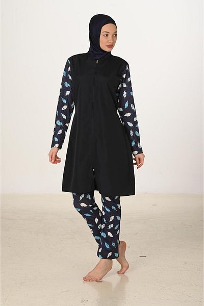 Fantasy Full Covered Patterned Parachute Fabric Hijab Swimsuit 3429