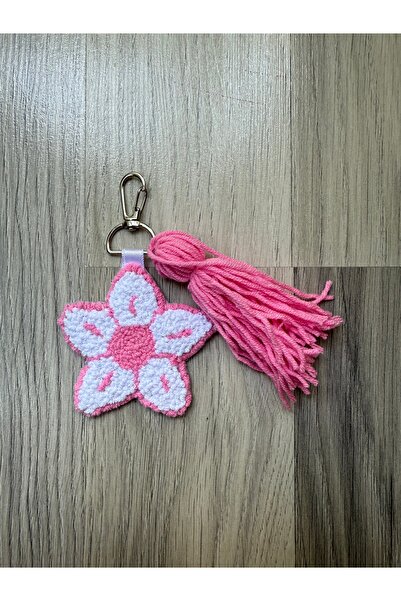 AKBAŞ DESİGN Κέντημα Punch Pink Flower Μπρελόκ Μονόπλευρο